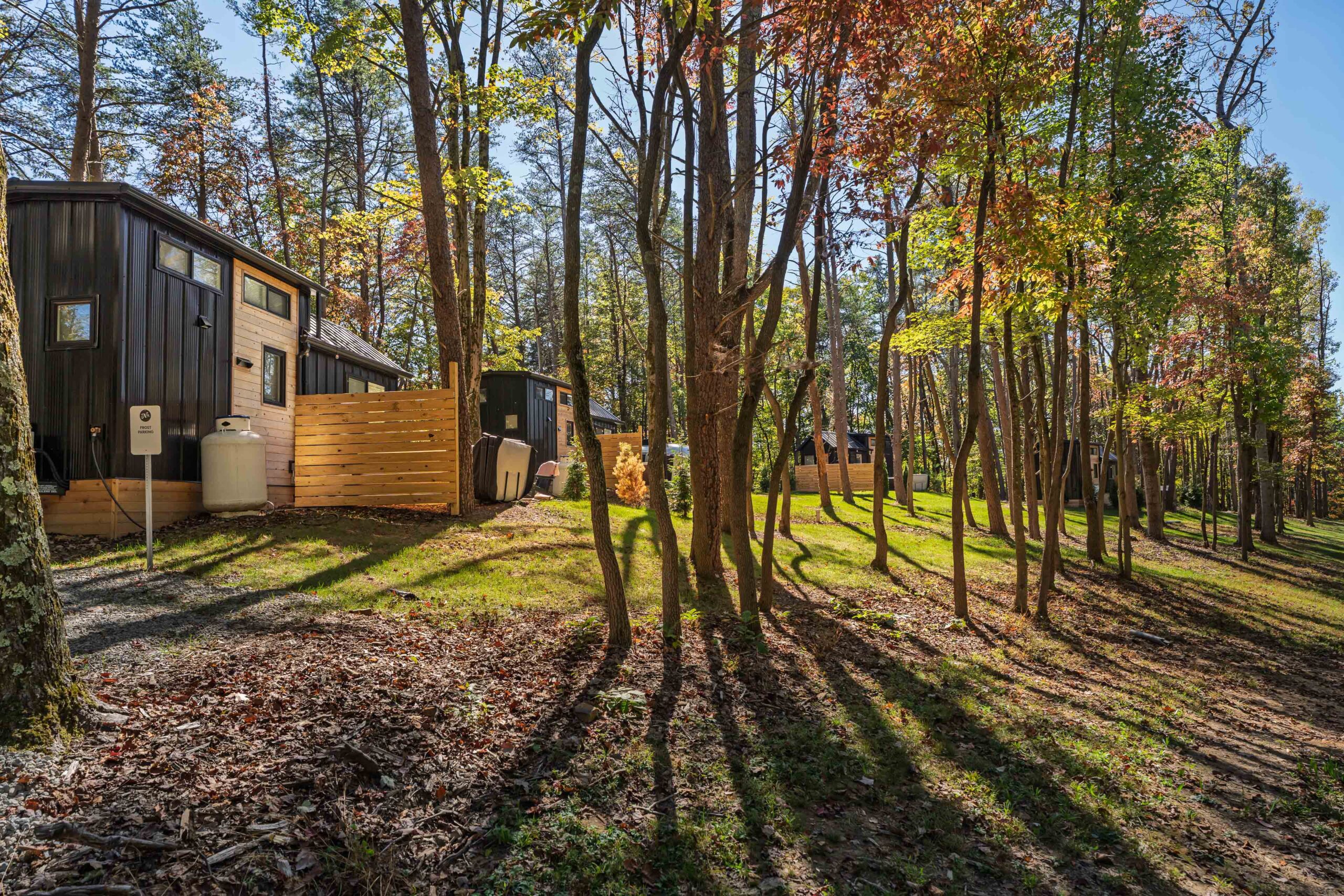 Tiny homes in the woods at Notestone Reserve, Hocking Hills Ohio
